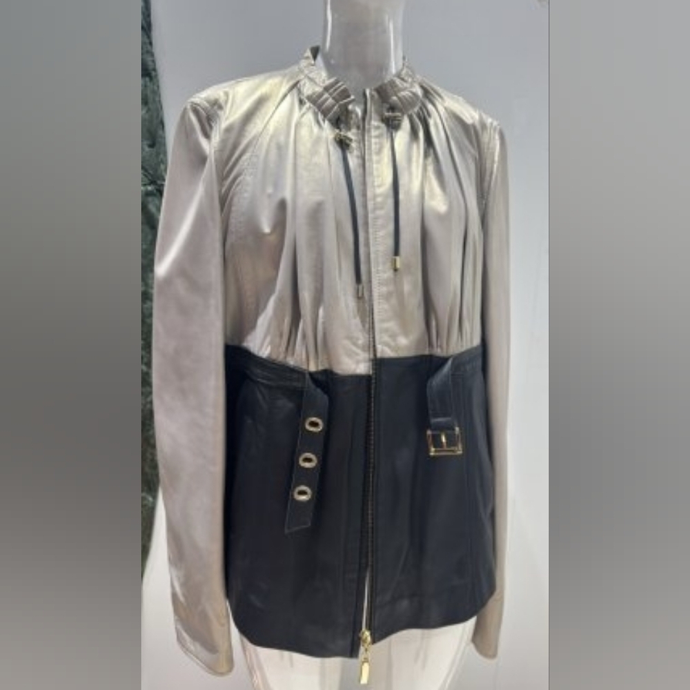 Ottimo Black and Gray Women's Leather Jacket
